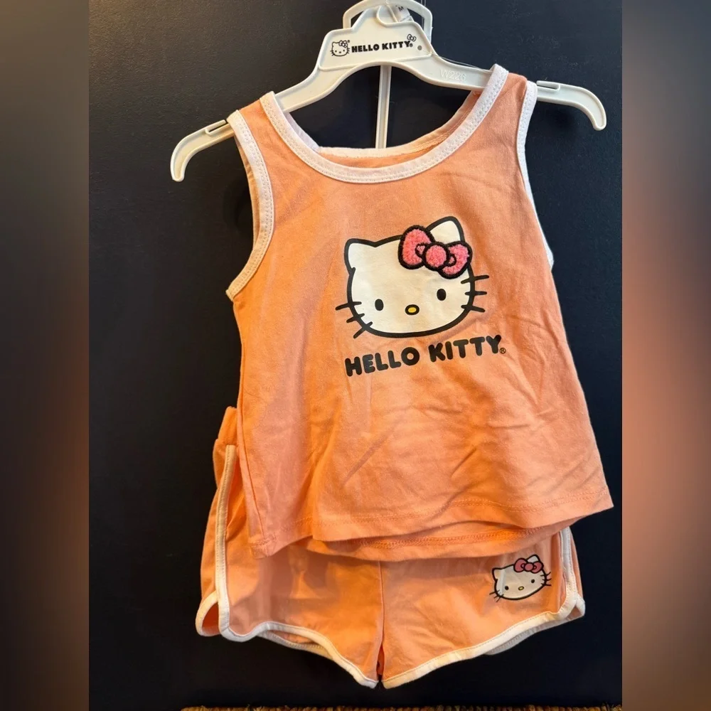Hello Kitty 2 Piece Shorts and Tank Set Peach Orange NWT 24 Months Baby Girl